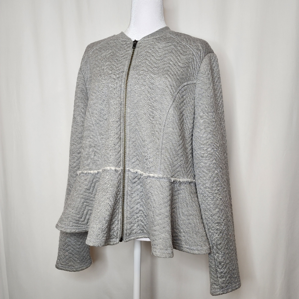 Torrid Peplum Grey Fleece Full Zipper Longsleeve Women's Size 2 (2x-20) - Picture 1 of 12